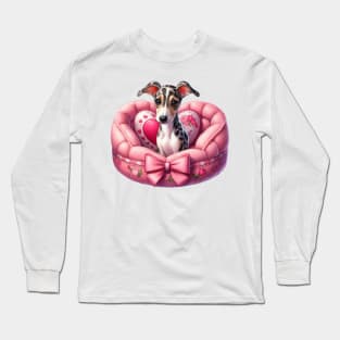 Valentine Greyhound Dog in Bed Long Sleeve T-Shirt